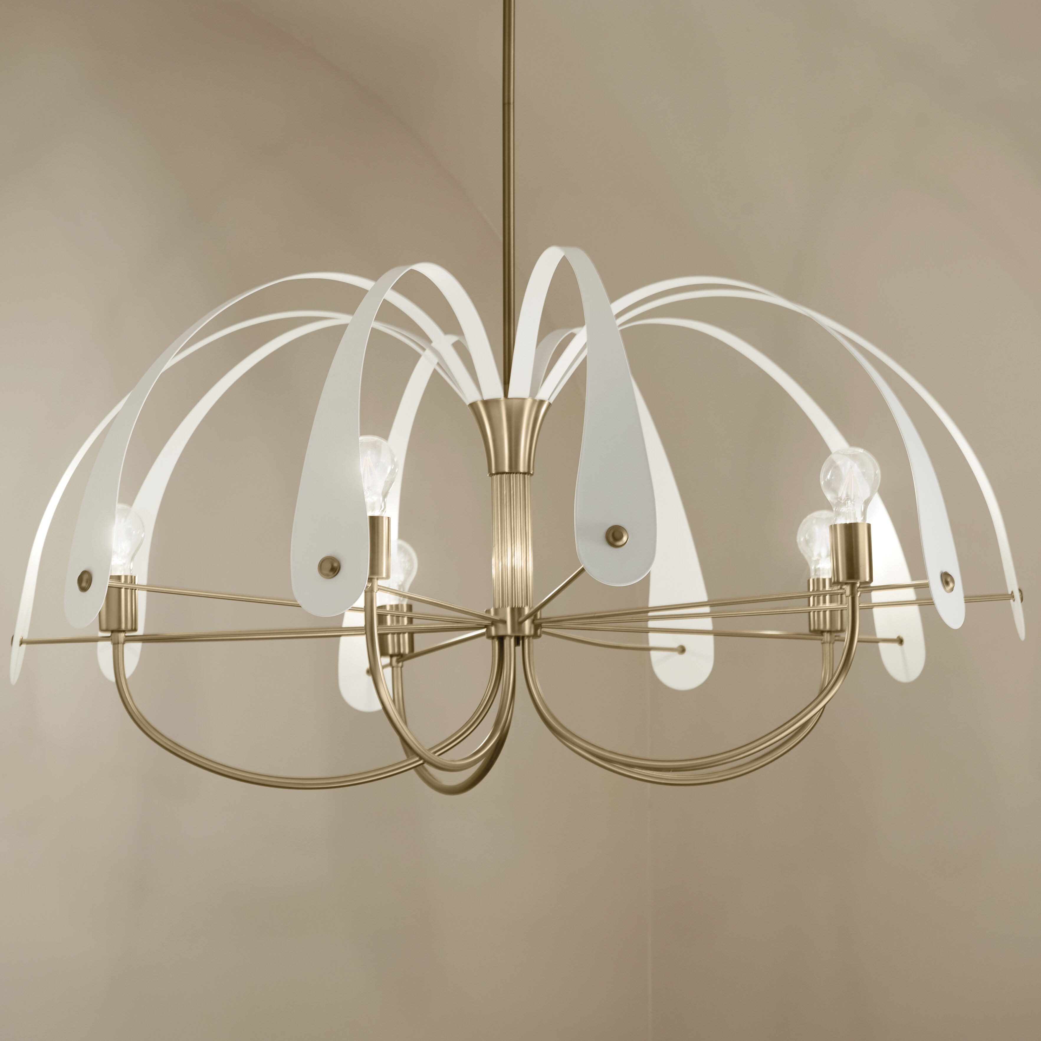 Petal LED 42.5 inch Champange Bronze with Black or White Chandelier Ceiling  Light